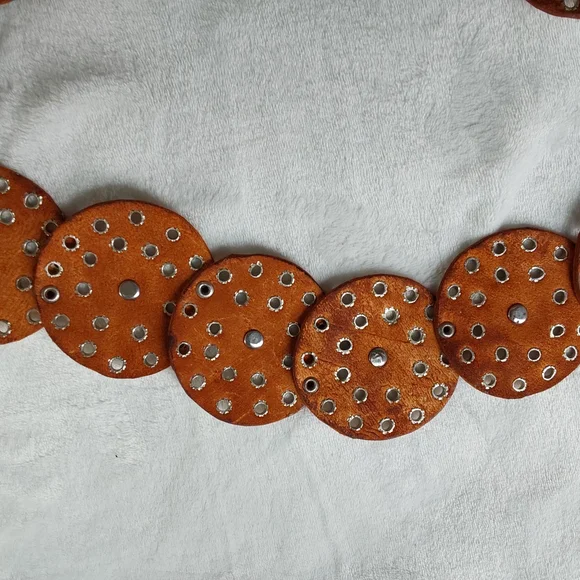 Vintage Silver and Brown Patterned Belt - Picture 3 of 3